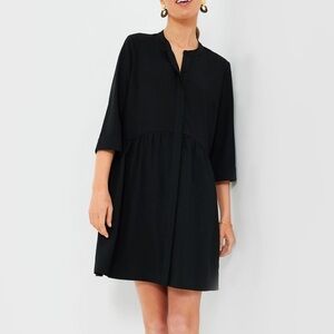 Tuckernuck Black Stretch Crepe Shirt Dress